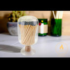 Includes Matches | Decorative Glass Matches Cloche | Bottle Jar Fireplace Candle Match Holder Gift Set