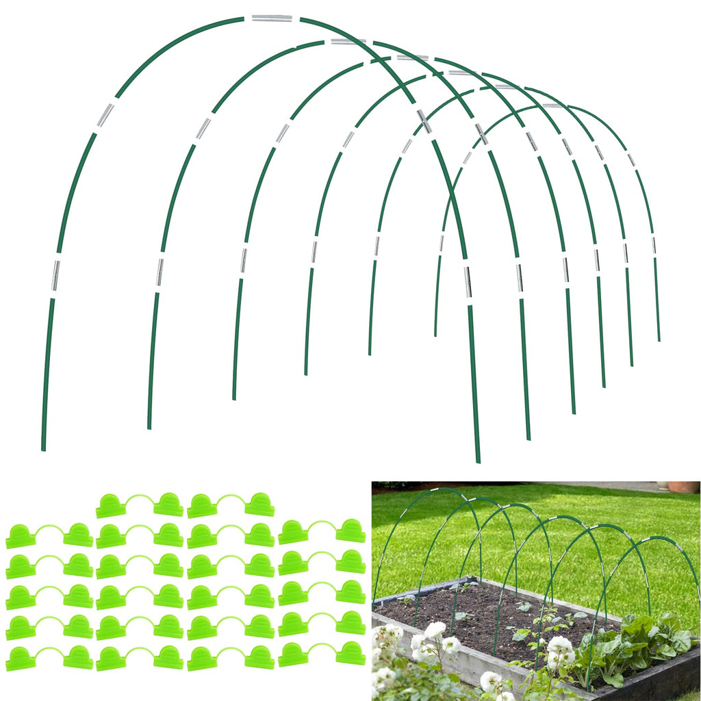 Aierden 36Pcs Garden Hoops for Raised Beds,6 Sets of 8FT Long Greenhouse Hoops Grow Tunnel, Fiberglass Support Hoops Frame for Fabric Netting,DIY Plant Support Garden Stakes for Row Cover