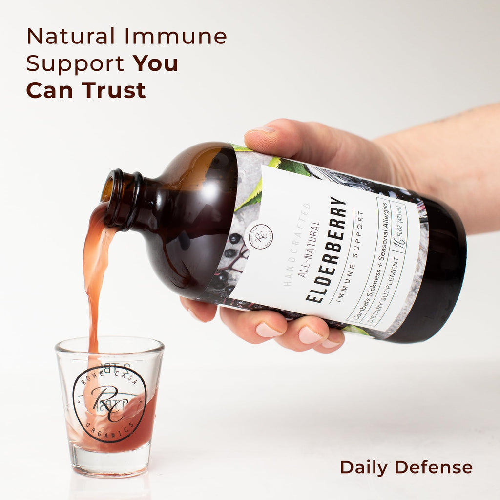 Rowe Casa Organics Elderberry Immune Support with Antioxidants, Zinc, and Vitamin C for Kids and Adults, Organic Elderberry Syrup for Immune Support, 16 Fl Oz