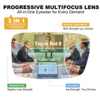 2 Pack Excellent Unbreakable Progressive Multifocus Reading Glasses for Men, TR90 Thick Frame Blue Light Blocking Glasses Anti UV/Eye Strain Computer Readers No-Line Multifocal Eyeglasses, +1.75x