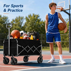 Collapsible Wagon Cart with Wheels Foldable, Compact Folding Utility Wagon