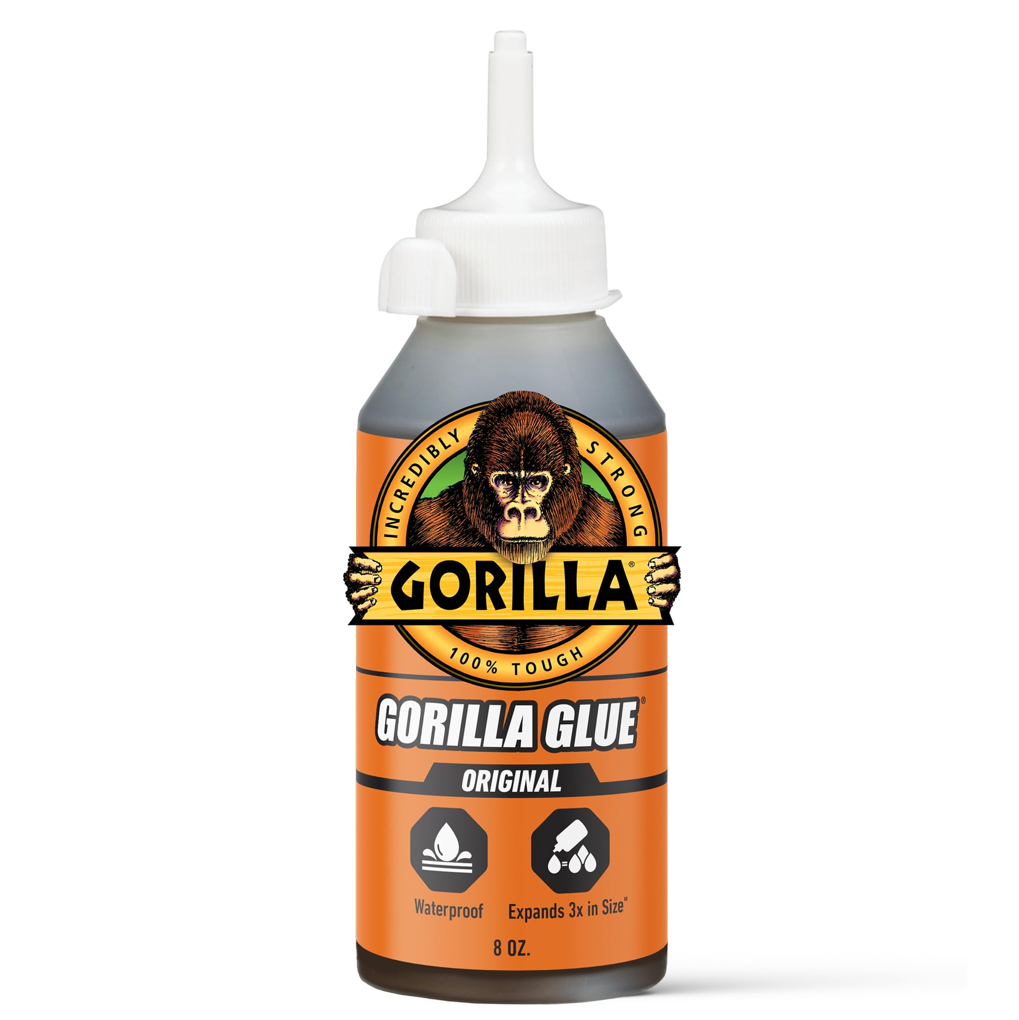 Gorilla Original Glue, Waterproof Polyurethane, Brown, 8 oz