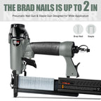 NEU Master Pneumatic Brad Nailer, 2 in 1 Nail Gun/Staple Gun Works with Air Compressor(Not Included), 18 Gauge 2 Inch Brad Nails and Crown 1-5/8 inch Staples with Carrying Case and Safety Glasses