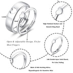 MILACOLATO 2Pcs S925 Sterling Silver Heart Matching Rings for Couples