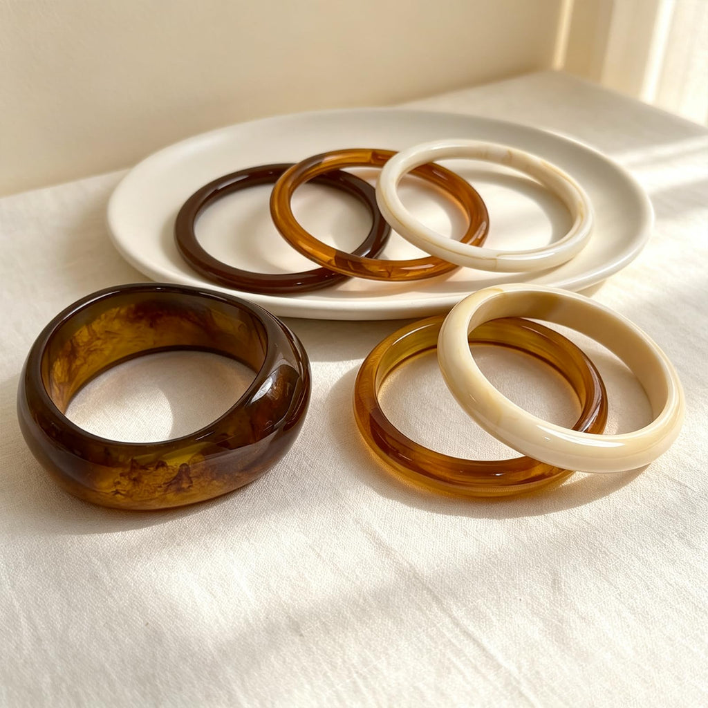 FIRSAUKI Chunky Resin Acrylic Bangle Bracelets for Women
