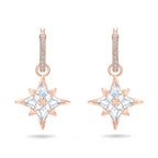 Swarovski Symbolica Collection Women's Dangling Mini Hoop Pierced Earrings, Rose-Gold Tone Finished with Clear Crystal Accents