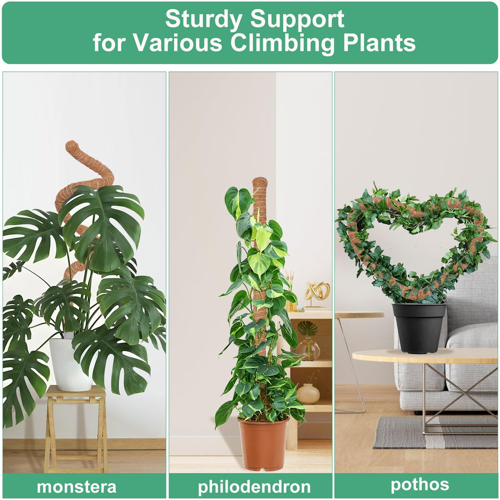 3 Pack Moss Pole, 50 Inch Monstera Plant Support, Tall Moss Poles for Climbing Plants Indoor DIY, Coco Coir Plant Pole Moss Plant Stick Support Stake Kit for Potted Plants, Pothos, Philodendron