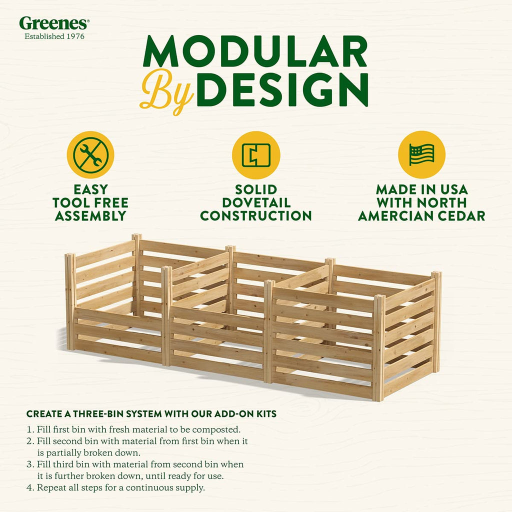 Greenes Fence Premium Cedar Wood Composter, 36" L x 36" W x 31" H (3/4" Thick) / 173.92 gallons - Made in USA with North American Cedar