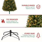 Hykolity 7 ft Prelit Artificial Christmas Tree with 300 Warm White LEDs
