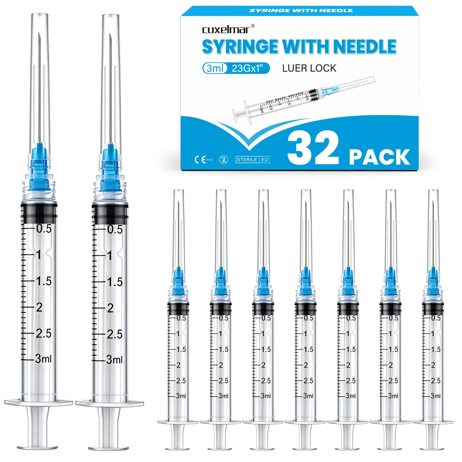 3ml 23G 1Inch Industrial Liquid Dispenser, Precision Fine Tip, Individually Wrapped, for Adhesive, Lubricant, Ink & Lab Transfer, 32 Pack