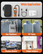 TopTes PT-356 Rechargeable Natural Gas Detector with 10 inch Goose Neck, Detection Range 0-20% LEL, 3 Alarm System Gas Leak Detector with 2 Display Modes for Methane, Butane at Home or Industry