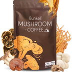 Bunkell Mushroom Coffee, Adaptogenic 6 Mushrooms with Lion's Mane, Reishi, Cordyceps, Shiitake, King Trumpet & Turkey Tail, Instant Coffee Powder for Energy, Digestion & Immune Support, 60 Servings
