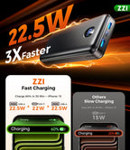ZZI Portable Charger Power Bank 60000mAh, 22.5W PD Fast-Charge Battery Pack