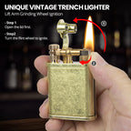 CHOICEDC Vintage Trench Lighter, Permanent Match, Cool Pipe Lighter, Unique Metal Lighters, Antique Kerosene Lighters Fluid Refillable, Reusable Waterproof Forever Matches, Gifts for Men, No Fuel