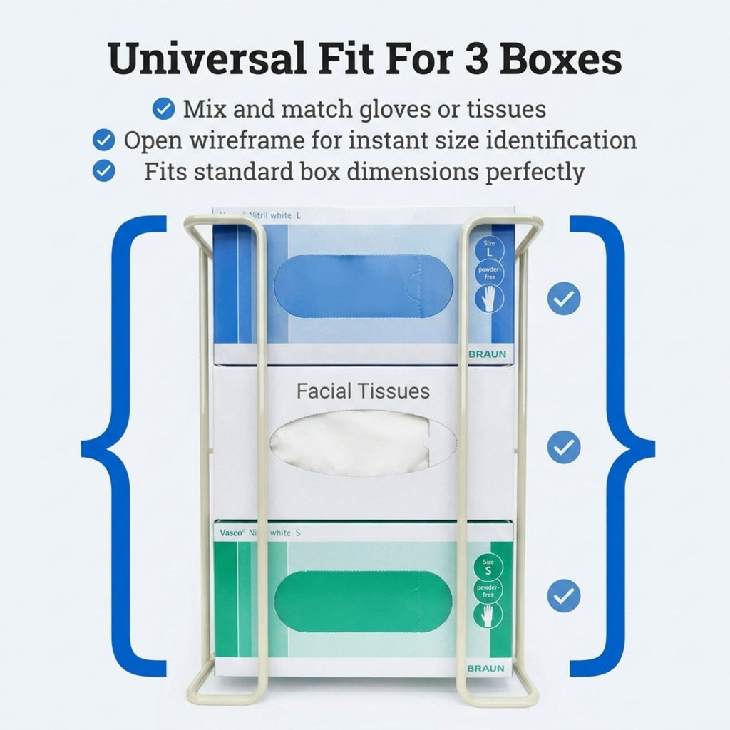 Triple Glove Box Holder, Wall Mount Metal Glove Dispenser - PERFORMORE
