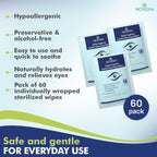 NOVEHA 180Pcs Daily Hygienic Eyelid & Lash Wipes | 120 Individually Wrapped Cleansing Eyelash Wipes - For Blepharitis & Itchy Eyes, Demodex and Natural Makeup Remover & Daily Cleanser (3 Pack)