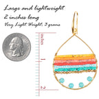 Akitai Boho Teardrop Multicolor Earrings Silver and Gold Plated with Colorful Varieties - Handmade Bohemian Turquoise Jewelry for Women and Beach Earrings For Women Vacation (Gold)