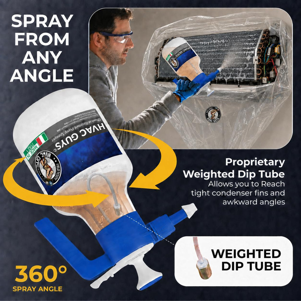 HVAC Guys Handheld Chemical Pump Sprayer with 360° Spray Angle