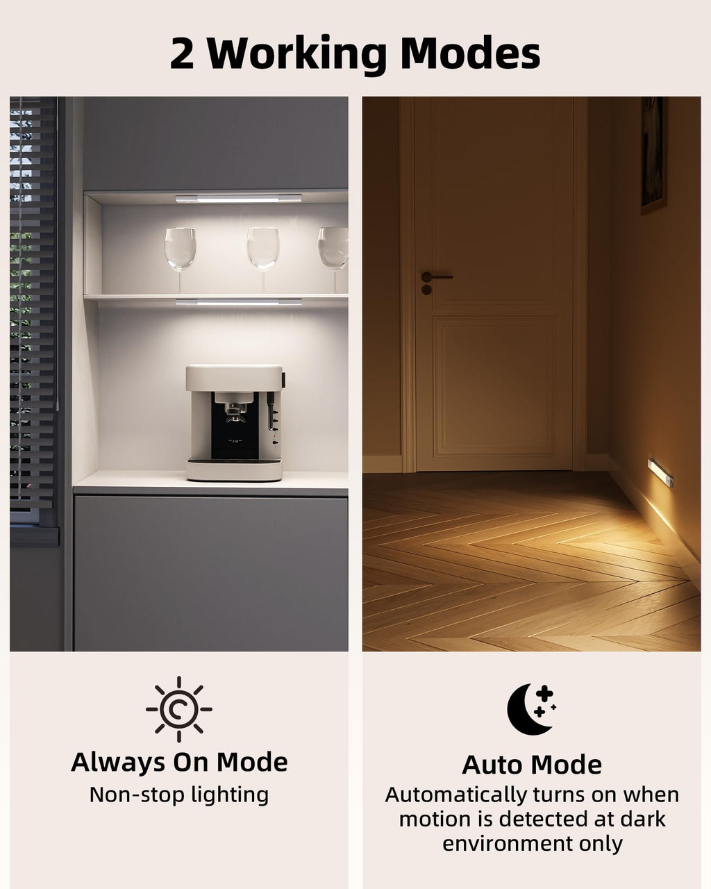 EZVALO 7.8" Rechargeable Motion Sensor Light Indoor, 6-Pack Under Cabinet Lighting, Wireless Closet Lights, 30 LED, Dimmable, 3 Color Temperatures, Step Lights for Kitchen, Pantry, Bedroom, Wardrobe