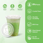 CCWOFF PLA 20 OZ Compostable Clear Plastic Disposable Iced Coffee Cups with Flat Lids, Biodegradable Cold Drinking To Go Coffee Cups for Party, Smoothie, Boba Tea, Slushy, Milkshake 50 Sets