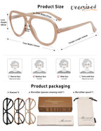 AMOMOMA 3 Pack Retro Aviator Reading Glasses for Women Men,Classic Large Oversized Reader Blue Light Computer Frame AM6111 C1+C2+C4 0.0X
