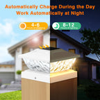 ENSLI Solar Post Cap Lights Outdoor 6 Pack, 2 Mode Bright Fence Post Solar Lights Outdoor Waterproof, Deck Fence Post Cap Light Solar Powered for 4x4 4.5x4.5 5x5 Posts in Garden Decor