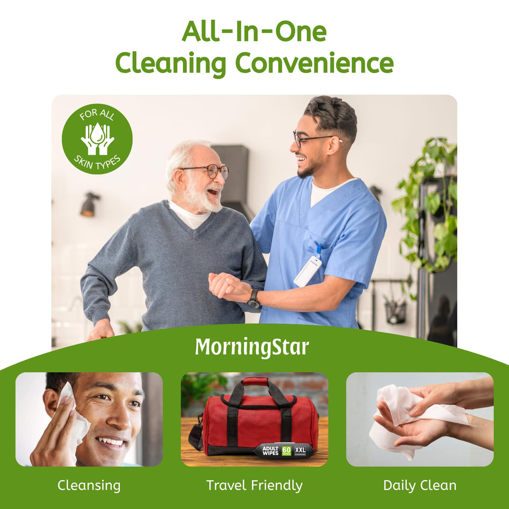 Adult Wipes for Elderly - 240 Wipes 4 Packs Thick Extra Large Disposable Washcloths for Adult Bathing & Shower Alternative No-Rinse - Lightly Scented XXL