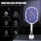 Lulu Home 2-in-1 Electric Bug Zapper Racket, 2 Pack 4000V High Voltage LED Lighted Handheld Mosquito Swatter with 3 Layer Safety Mesh, USB Charging Portable Fly Killer Racquet