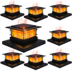 Dynaming 8 Pack Solar Post Cap Lights Outdoor with Flickering Flame Light, Fence Post Solar Lights Fit for 4x4 5x5 6x6 Vinyl/Wooden Posts, High Brightness SMD LED Lighting Decor for Garden Deck Patio