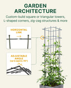DAIM Multi Link Trellis Plant Support Garden Trellis for Climbing Plants Outdoor Plant Supports for Indoor Plants Stackable Fence Tower Modular L or V-Shape for Balconies & Gardens, Gray, 16 Pieces