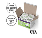 Flents Eyeglass Cleaner Lens Wipes - 225 Count (3 Boxes of 75) Individually Wrapped Pre-Moistened Cleaning Cloths Anti-Streak for Eyeglasses, Sunglasses, Phone Screens, Computer Monitors