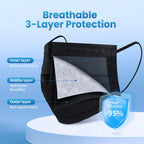 Borje Disposable Face Mask, 100 PCS Black Masks, 3 Ply Protection Face Masks