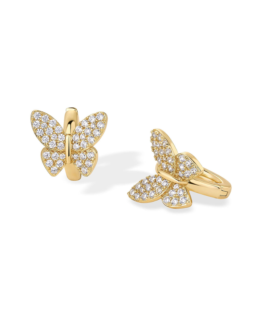 PAVOI Huggie Earrings, 14K Gold Plated, Yellow Gold, Size 14.5 Millimeters