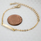 Baby Name Bar ID Bracelet Gold Plated Personalized Baby Gifts 16k Gold Dainty Hand Stamp Customized Newborn to Children First Birthday Great Gift