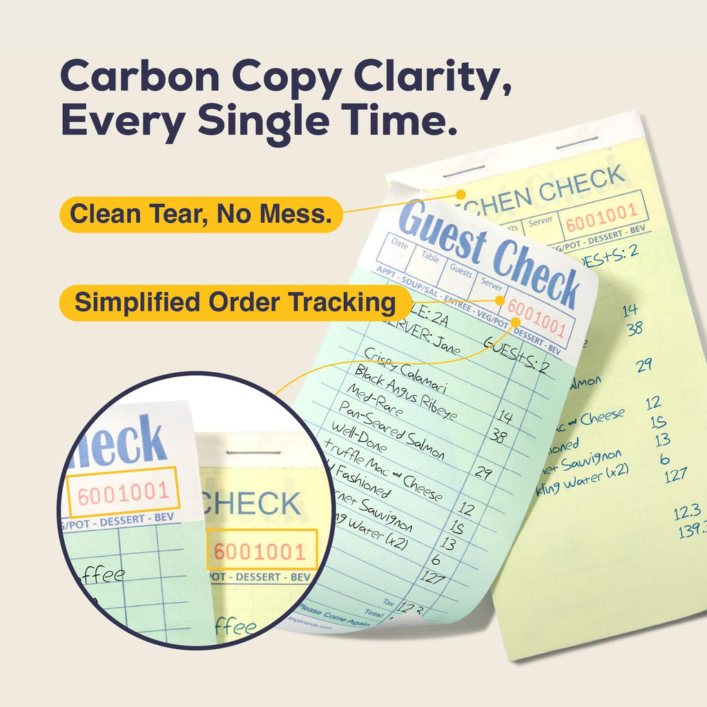 FMP Brands Double Part Guest Check for Servers, Server Note Pads 500 Sheets (10 Pads), Server Books for Waitress with Carbon Copies, Guest Check 2 Part Carbonless, Receipt Book with Carbon Copies