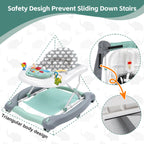 Foldable Baby 5-in-1 Activity Walker - Rocker, Activity Center, Bouncer, Seat Walker, Push Walker - Adjustable Speed Rear Wheels and Height Toys Ages 6-18 Months… (Mint Green)