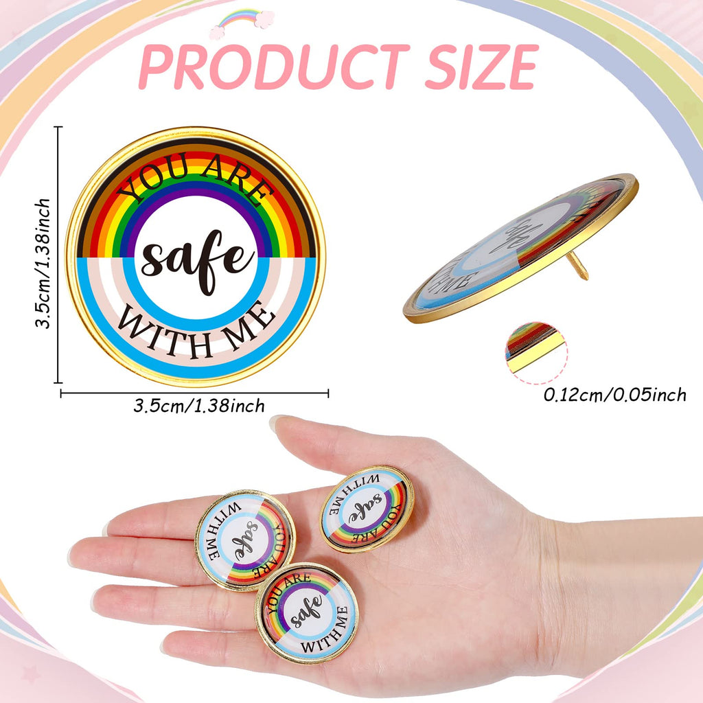Junkin You Are Safe with Me Enamel Pins Rainbow Lapel Pride Pins Lgbtq Supports Badge Pride Accessories Cute Brooch(200 Pcs)