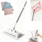 Snap Grip Mini Mop Stick with 39 inches Handle — Zero-Touch Gap Cleaner & Locking Head, Includes 1 Mini Mop & 5 Reusable Cloths for Multi-Surface Cleaning