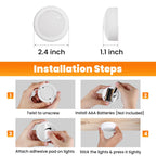 Ahuledlight LED Puck Lights with Remote Control, 16 Color Changing Under Cabinet Lighting with Dimmer & Timer, AAA Battery Operated,Under for Closet Bedroom Kitchen, Stair (12 Pack White)
