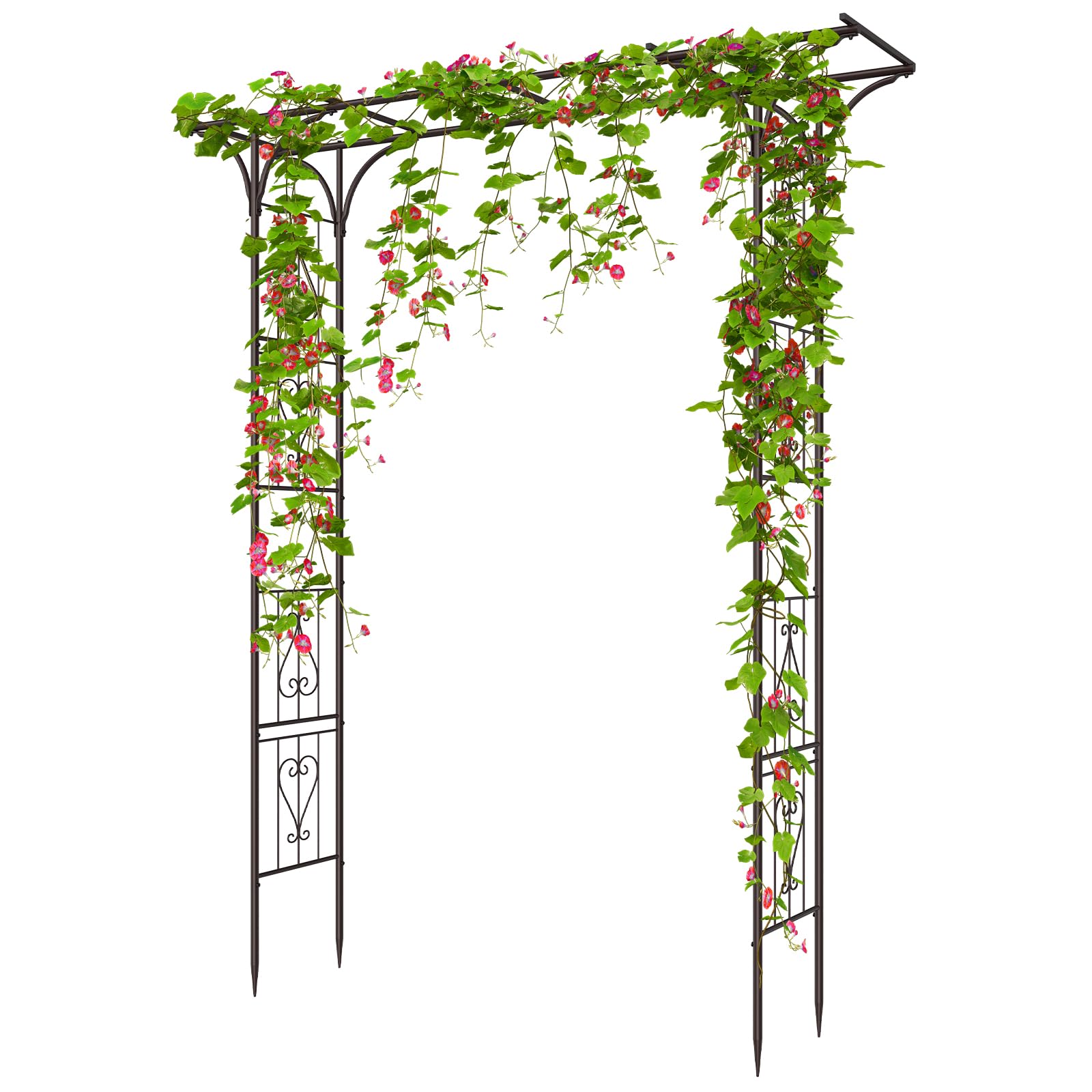 87in Garden Arbor Metal Arch Trellis for Climbing Plants Outdoor Wedding