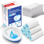 60 Packs Commode Liners With 60 Absorbent Pads, Leak-Proof Disposable Toilet Bags for Adults, Fits All Bedside Toilet Chairs Bucket, Portable Potty Liners for Home Medical Use, No Mess Cleanup