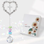 Elivida Christian Gifts for Women, Heart-Shaped Suncatcher with Cross - Religious Birthday Ornament with Scripture The Lord is My Light and My Salvation - Inspirational Catholic Spiritual Gifts