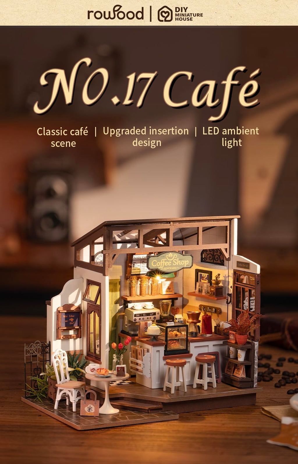 Rowood DIY Miniature House Kits for Adults-NO.17 Cafe