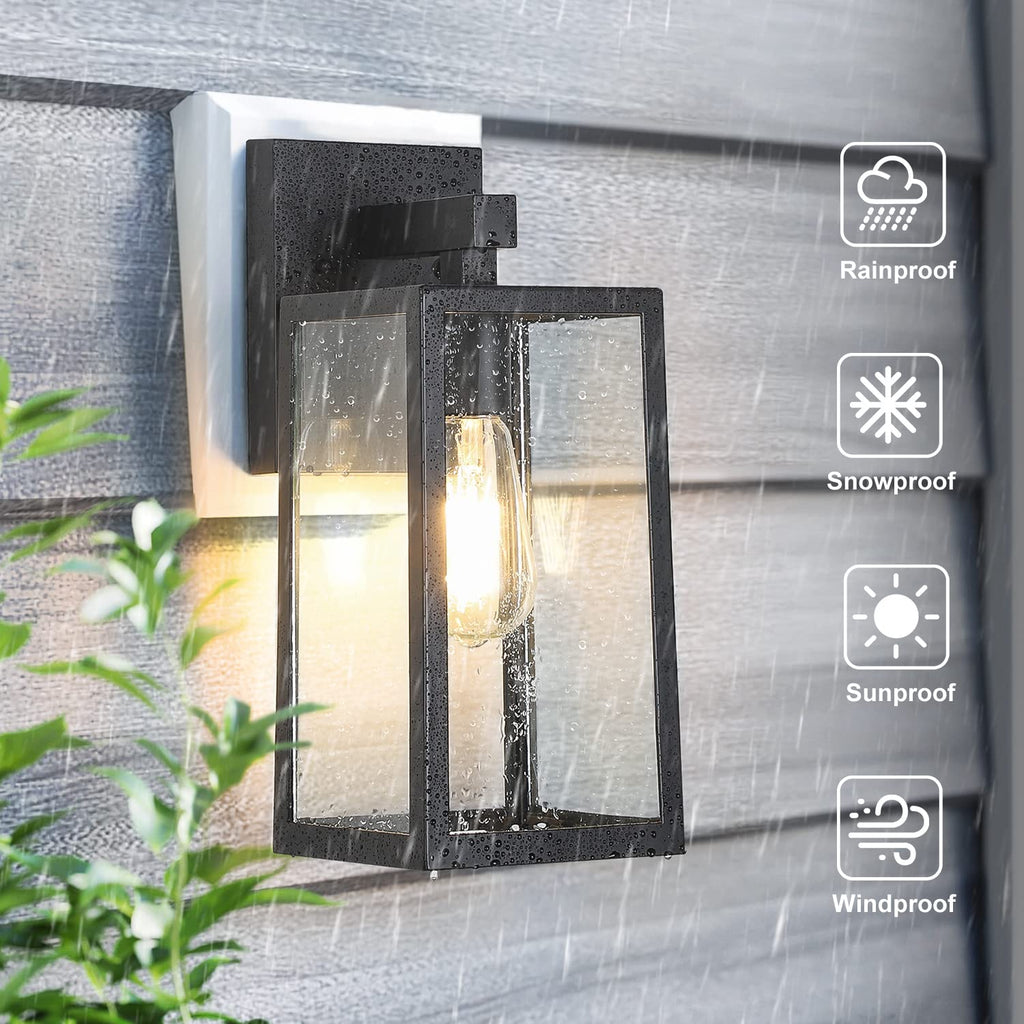 MAXvolador Outdoor Wall Lantern, Large Exterior Waterproof Wall Sconce Light Fixture, Black Anti-Rust Mount Lights Glass, E26 Porch Patio Lighting