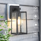 MAXvolador Outdoor Wall Lantern, Large Exterior Waterproof Wall Sconce Light Fixture, Black Anti-Rust Mount Lights Glass, E26 Porch Patio Lighting