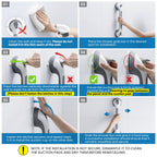 LEVERLOC Grab Bars for Bathtubs and Showers, Shower Handle 17 Inch Strong Suction Bath Handrails, Safety Grip for Bathroom Chair, Bathroom Grab Bar for Senior No Drilling Waterproof,Grey