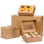 Moretoes 28pcs Cookie Boxes with Window, 9x6x3 Inch Brown Bakery Boxes Pastry Containers for Chocolate Covered Strawberries, Candy, Muffins, Donuts