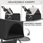 MoNiBloom 3 in 1 Foldable Pet Stroller for Small & Medium Dogs, Detachable Carrier, Car Seat, Push Button Entry, 4-Wheel Jogger for Pets up to 33 lbs, Black