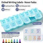 NEW Foldable & Double Protection Portable Weekly Pill Organizer 2 Times A Day with Etched Labels, AM PM 7 Day Week Medicine Box, Daily Travel Pill Case Dispenser for Vitamin, Supplement - Sky Blue