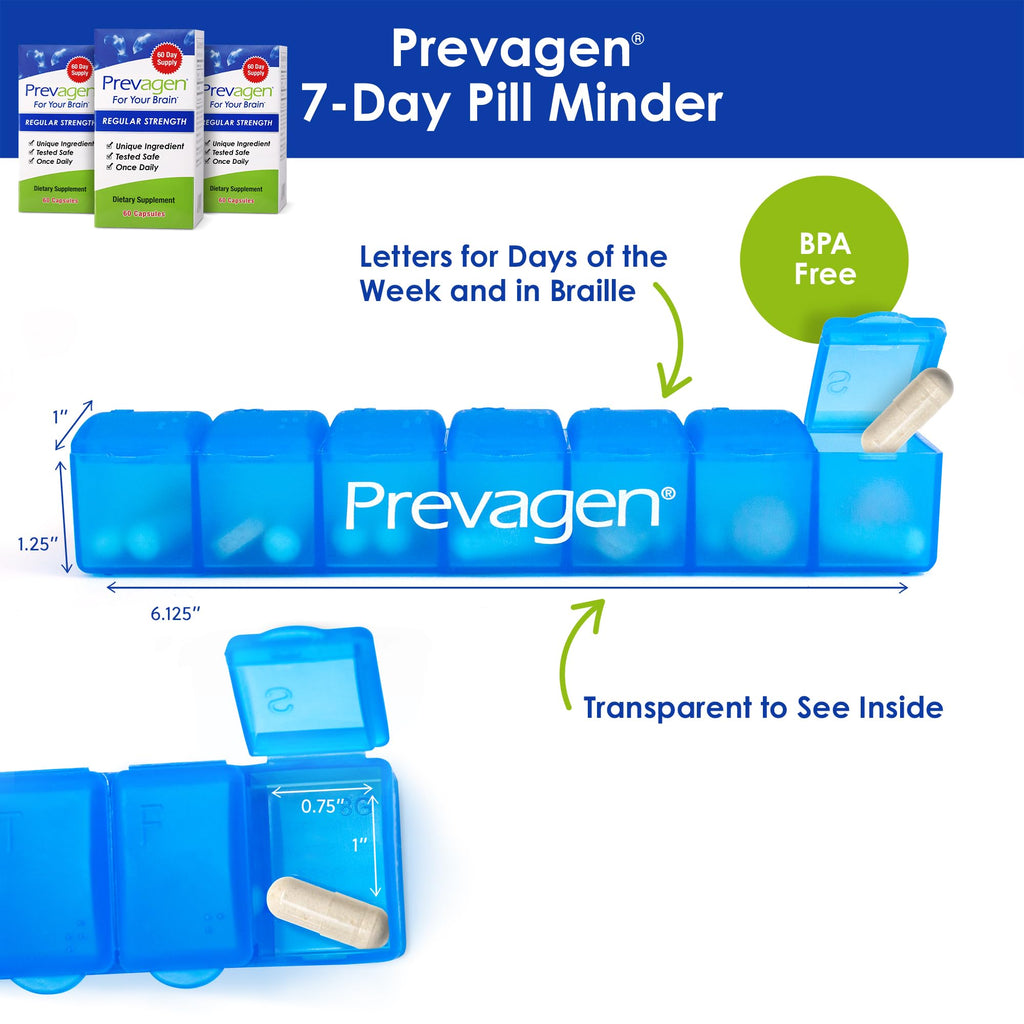 Prevagen Regular Strength - 180 Capsules (6 Month Supply) | Formulated for Your Brain | 10mg of Apoaequorin Plus Vitamin D3 with 7-Day Pill Minder